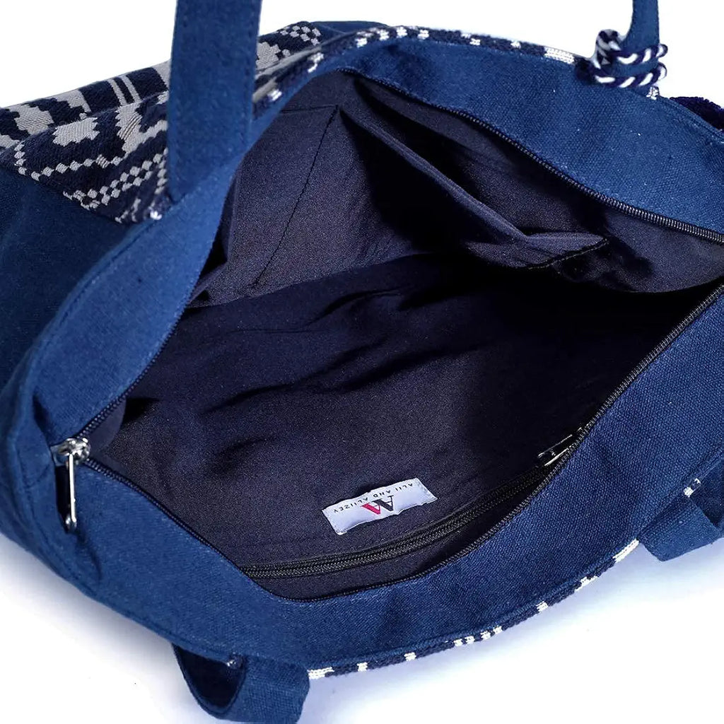 K London Alii And Aliizey Tote Bag For Women With Zip Bag Colour Blue