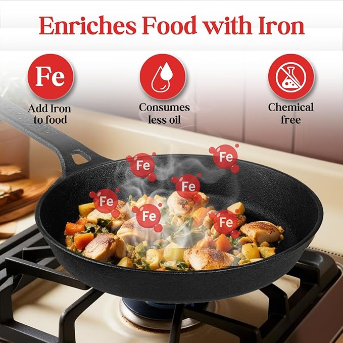 Vinod Legacy Pre Seasoned Cast Iron/Loha Frypan - 24 cm | Naturally Non Stick Skillet Pan for Frying