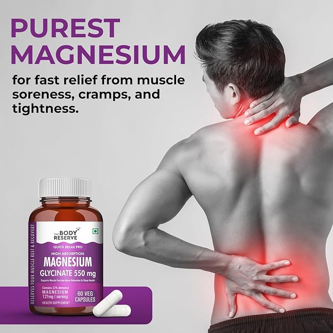 The Body Reserve Magnesium Glycinate Supplement 550mg Per Serving - 60 caps