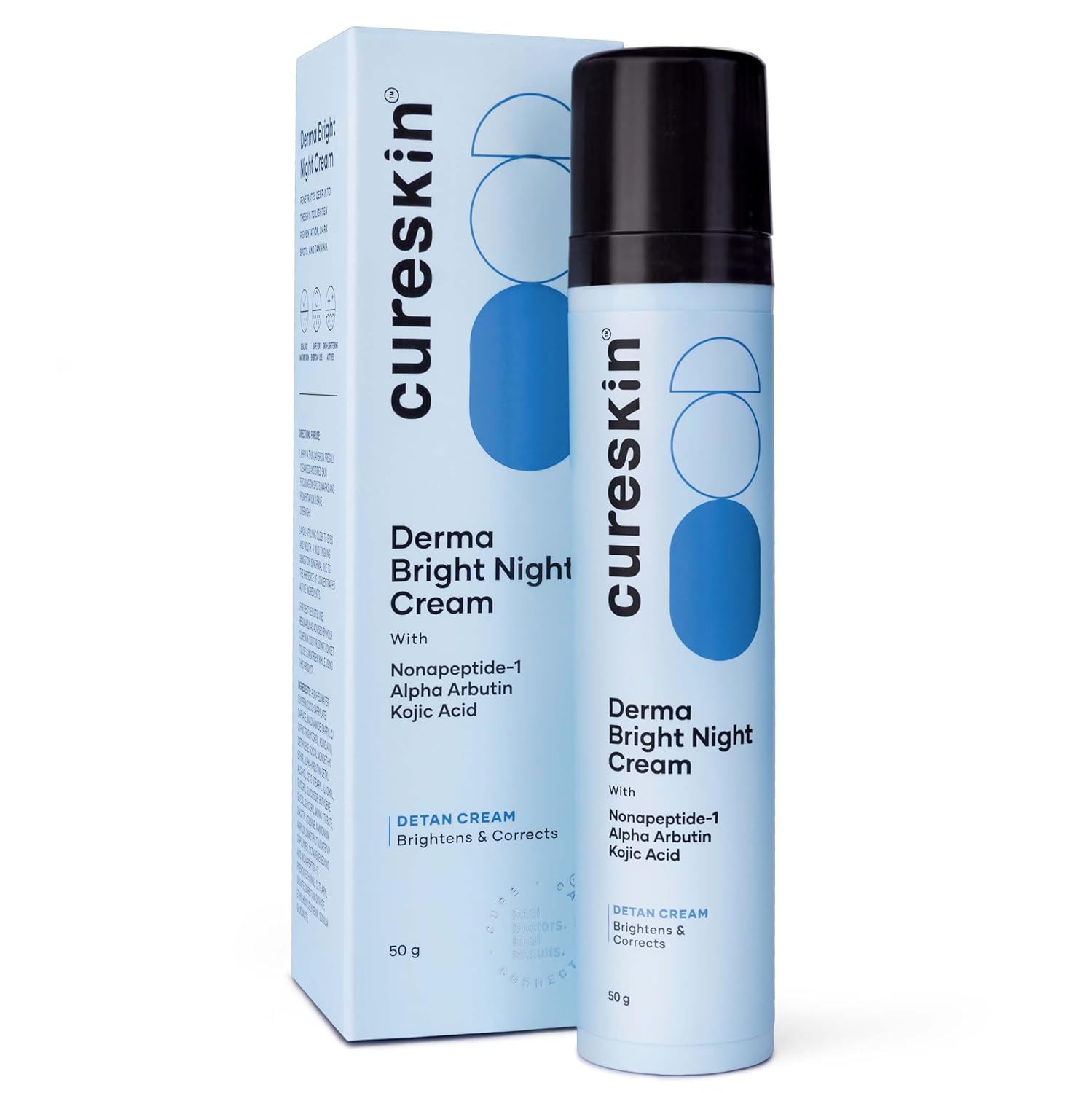 Cureskin Kojic Acid Face Cream for Pigmentation, Tan Removal & Dark Spot Correction | Brightening Night Cream with Alpha Arbutin, Niacinamide & Nonapeptide, 50 g (Pack of 1)