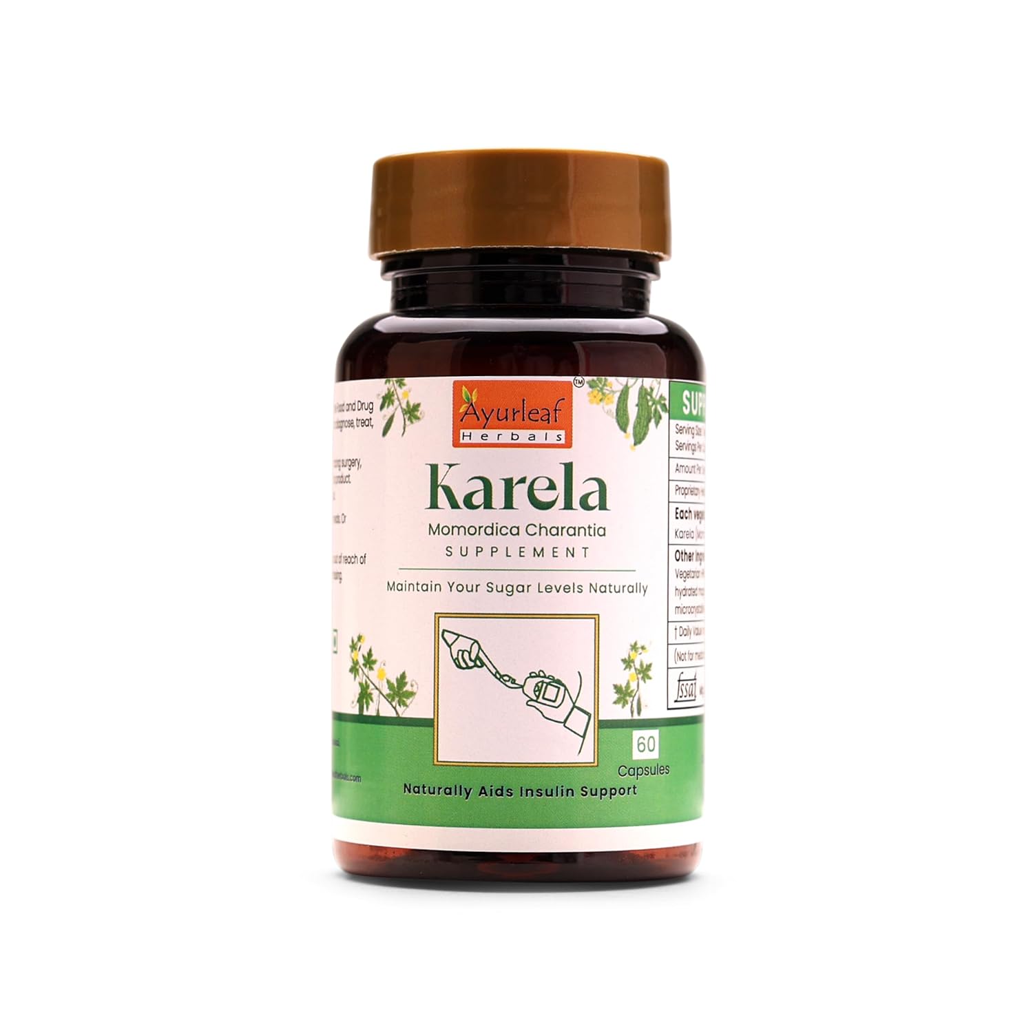 Ayurleaf Herbals Karela (Bitter Melon) Capsules - 60 Caps