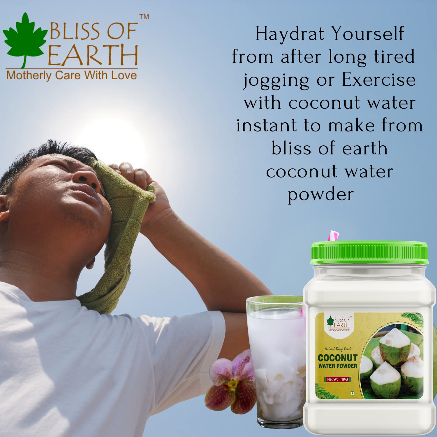 Bliss of Earth 200gm coconut water Powder natural Spray Dried Great for hydration instant mix