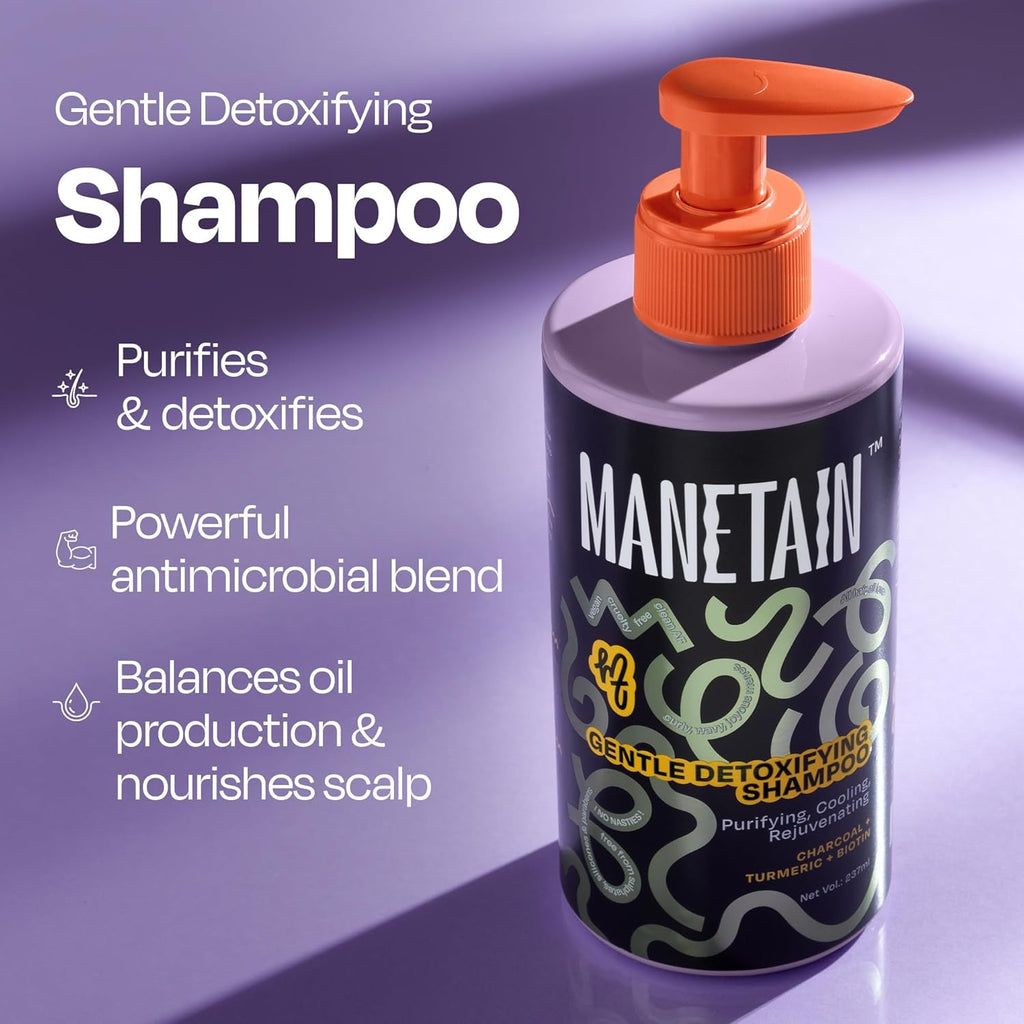 MANETAIN Gentle Detoxifying Shampoo 237ml – Deep Cleansing for Oily Scalp & Fine Hair