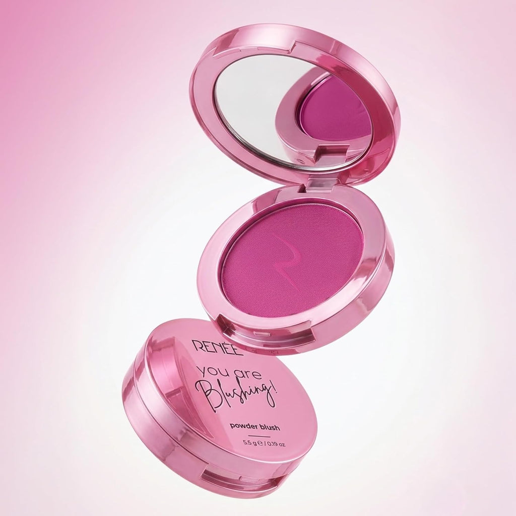 RENEE You Are Blushing Powder Blush With Matte Finish | Buildable, Rosy Payoff, Lightweight, Long-Lasting Formula | With Grapeseed oil, Olive oil & Vitamin E - Pink Whisper | 5.5g