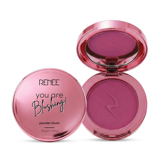 RENEE You Are Blushing Powder Blush With Matte Finish | Buildable, Rosy Payoff, Lightweight, Long-Lasting Formula | With Grapeseed oil, Olive oil & Vitamin E - Pink Whisper | 5.5g