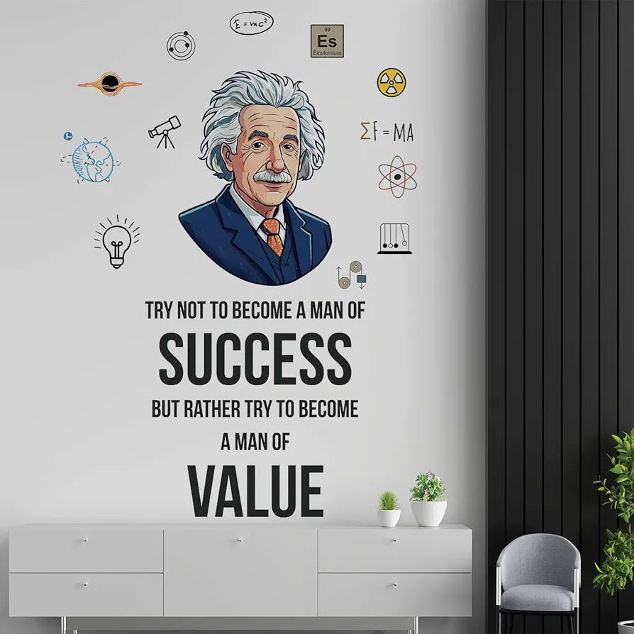 StickMe Albert Einstein Never Stop Learning Because Life Never Stop Teaching Inspirational Quotes Wall Sticker Premium Large - 140 x 100 cm