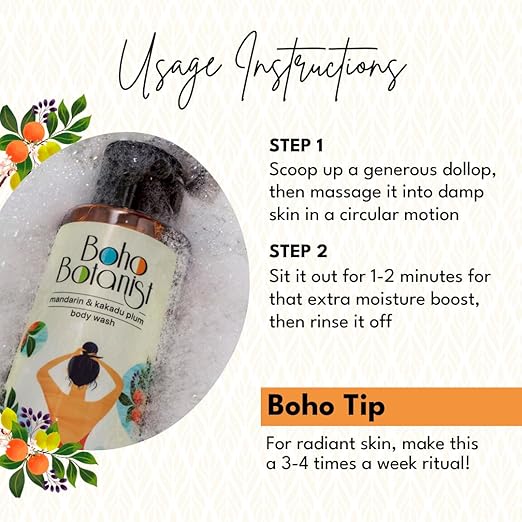 Boho Botanist Body Wash Mandarin & Kakadu Plum - 350 ml