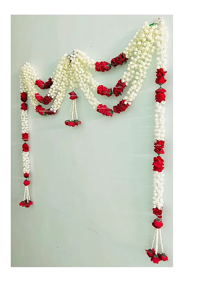 Artificial Jasmine and Roses Door Toran Triple  line with Clustered/tassle Strings