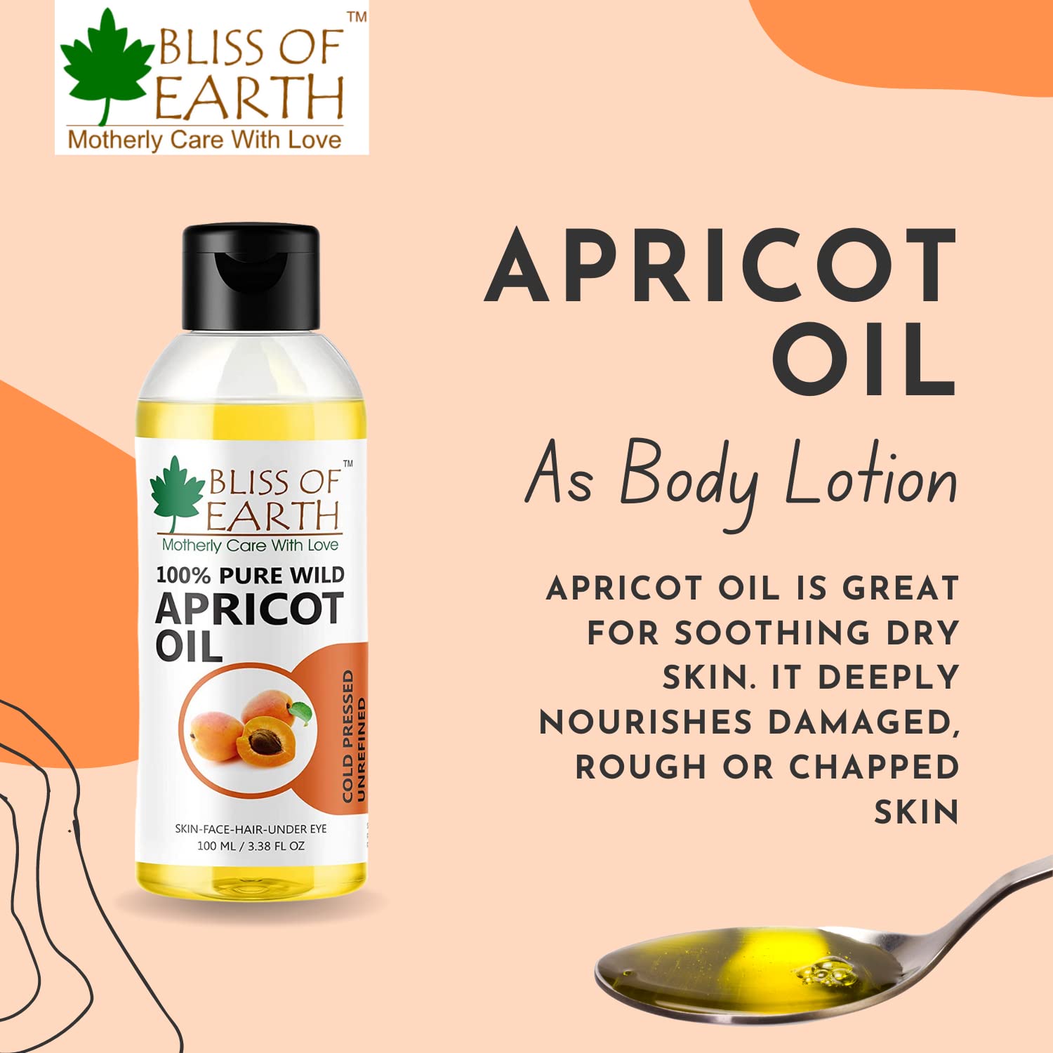 Bliss of Earthâ„¢ Wildcrafted Himalayan Apricot Oil Coldpressed & Unrefined (100 ML)