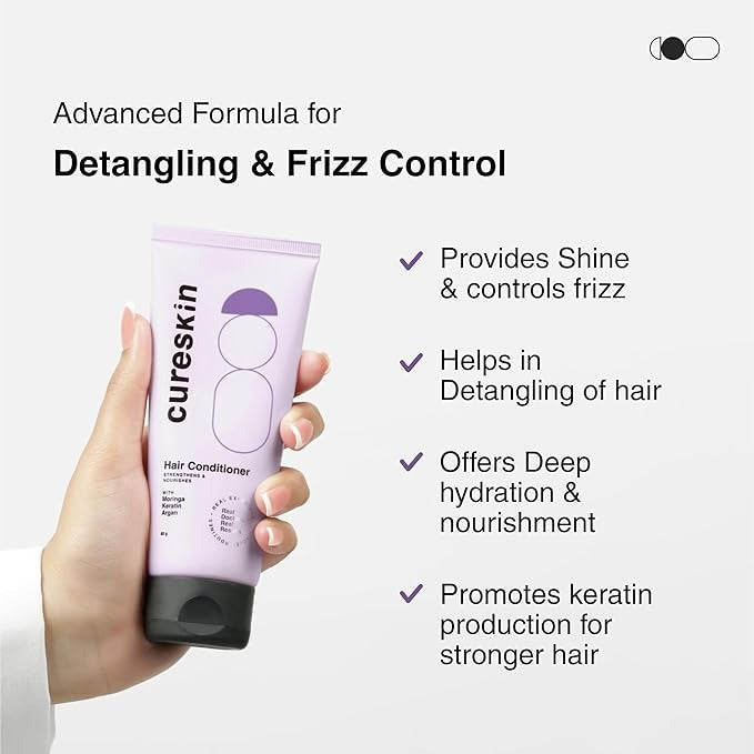 Cureskin Keratin Smooth Conditioner with Moringa Keratin and Argan - 80 gms