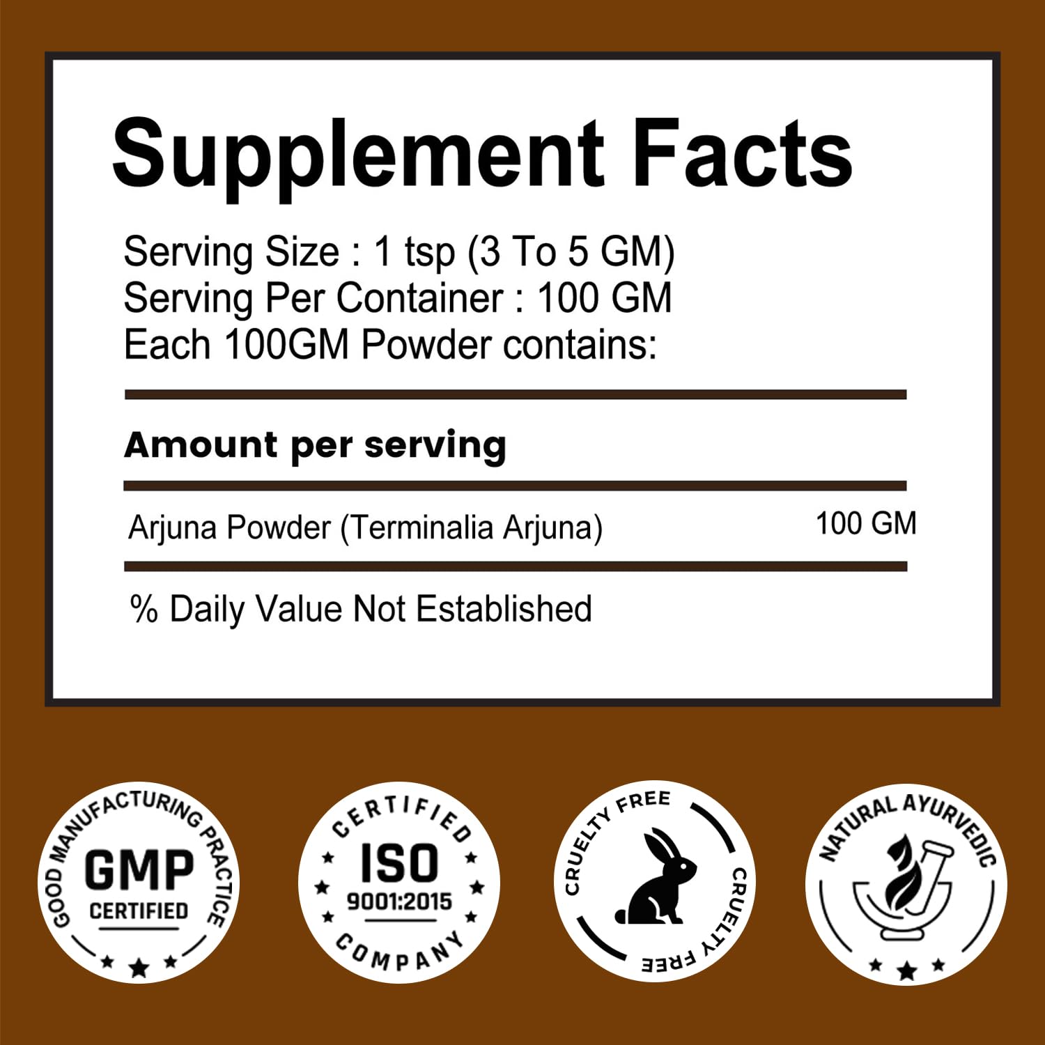 Organic Arjuna Bark Powder 100 g | Supports Healthy Heart Functions | Arjun Ki Chaal Powder Promotes Healthy Metabolism (Pack of 1)