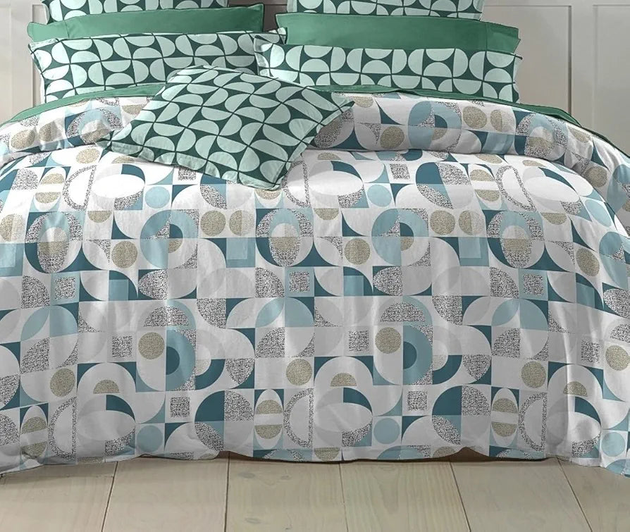 The Home Style Cotton Elastic Fitted All Around Printed King Size Double Bed Bedsheet wih 2 Pillow Cover Silver Chalice