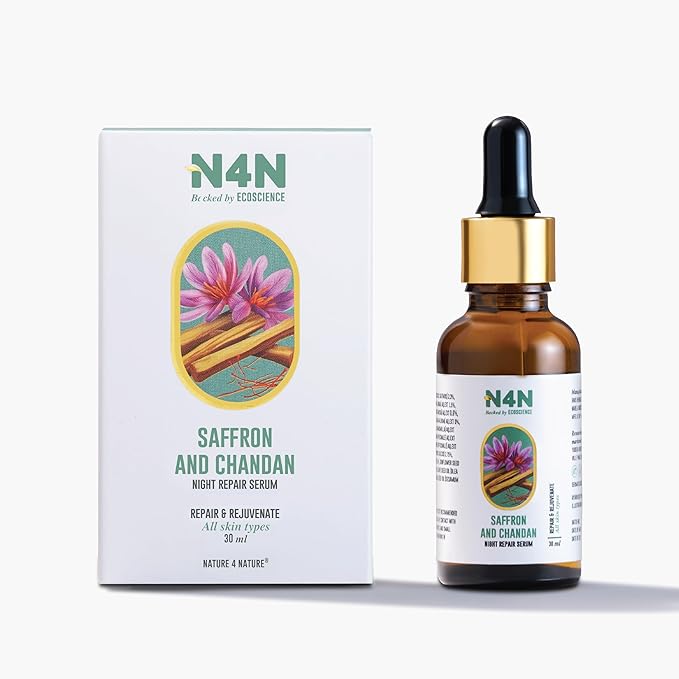 Nature4nature Revitalizer Night Natural Face Serum With Saffaron and Chandan for Glowing Skin - 30 Ml