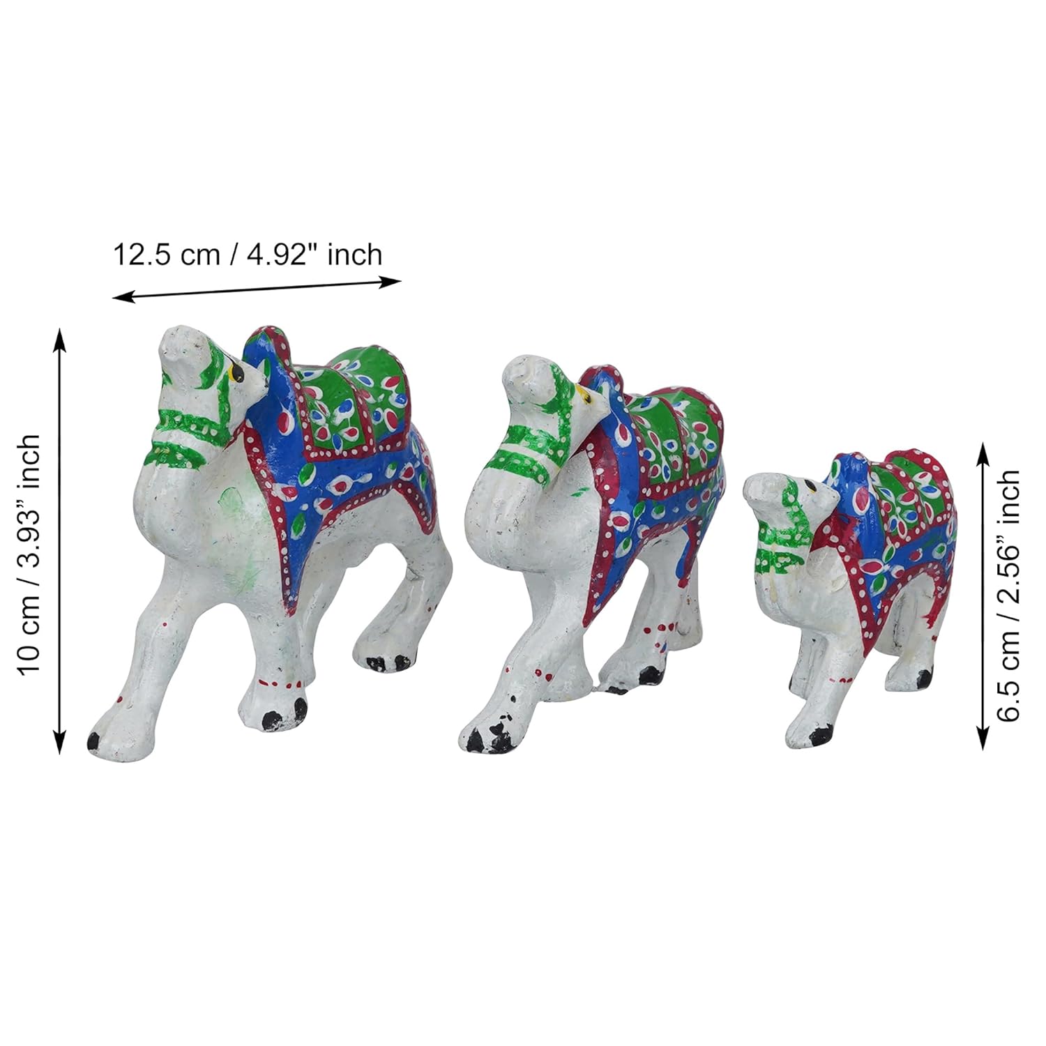 Ecraftindia Handcrafted Multicolor Set of 3 Camel Statues Animal Figurines Decorative Showpieces