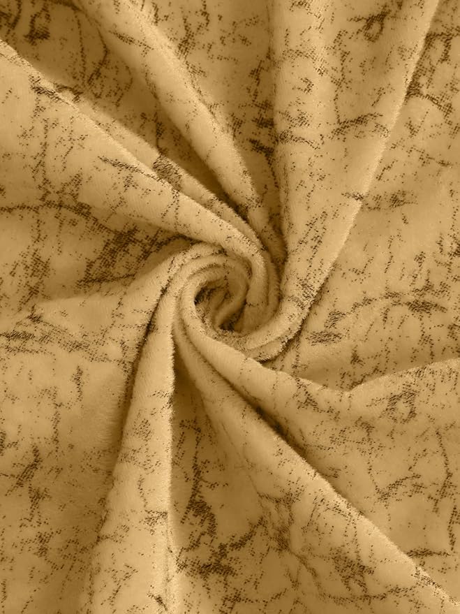 Cortina 2 Piece Solid Design Panel Eyelet Velvet Door Curtains | 7 Feet | Ligth Brown