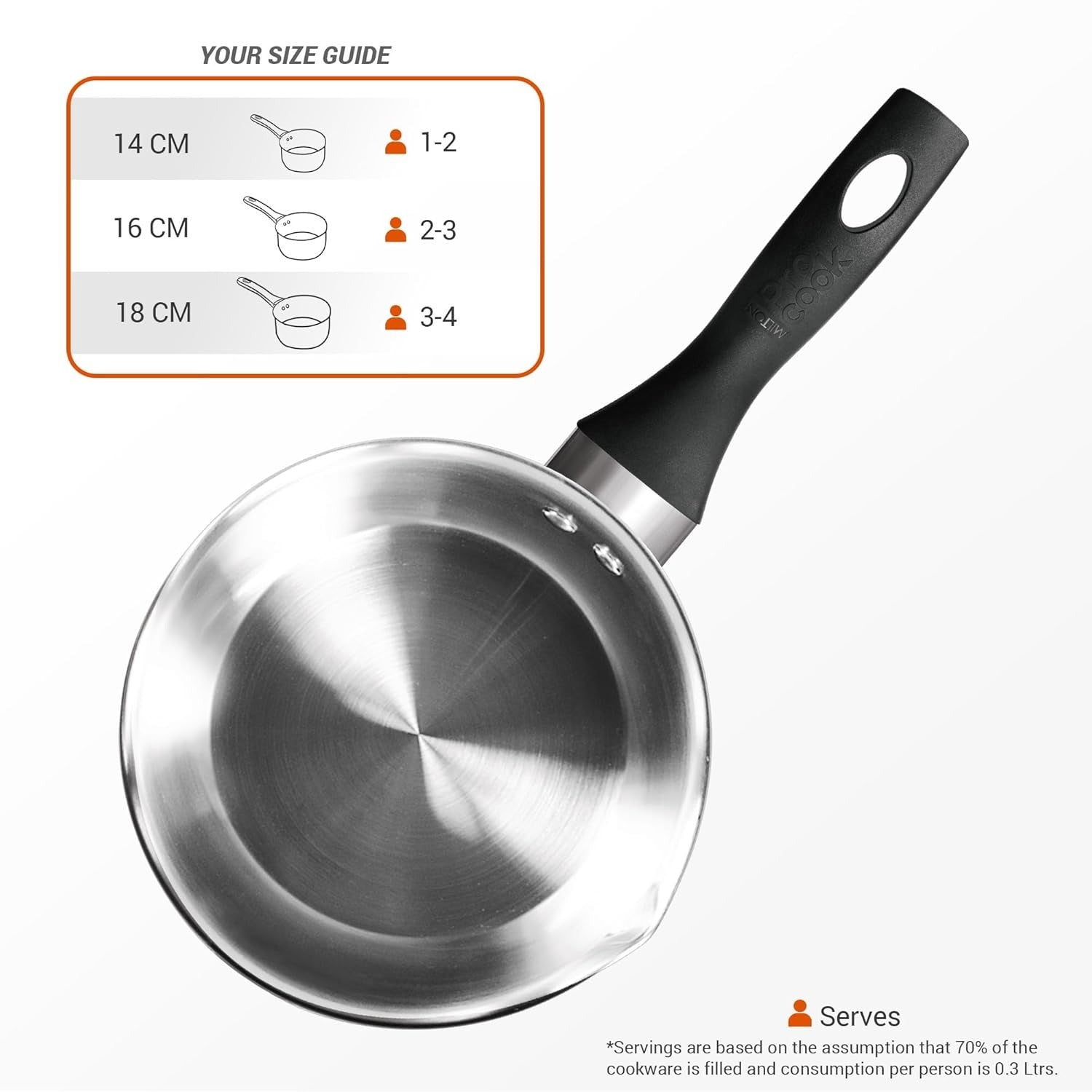 Milton ProCook Stainless Steel Sauce Pan with Bakelite Handle