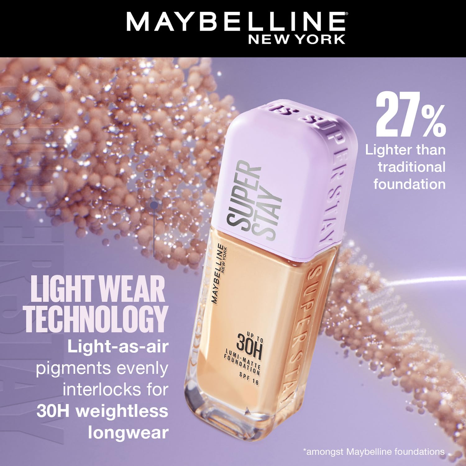 Maybelline New York Super Stay Lumi-Matte Liquid Foundation - 128, Up To 30H Long Wear, Water & Transfer Proof. SuperStay Lumi-Matte Liquid Foundation comes with Non-comedogenic & Vegan Formula | 35ml