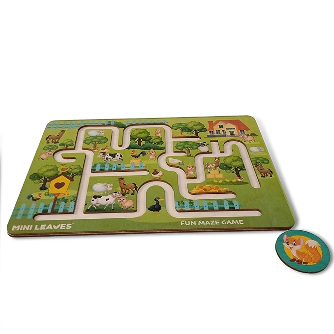 Minileaves Farm Wooden Maze Game for Kids 2+ Year | Educational Activity Game | Finding the Path Game