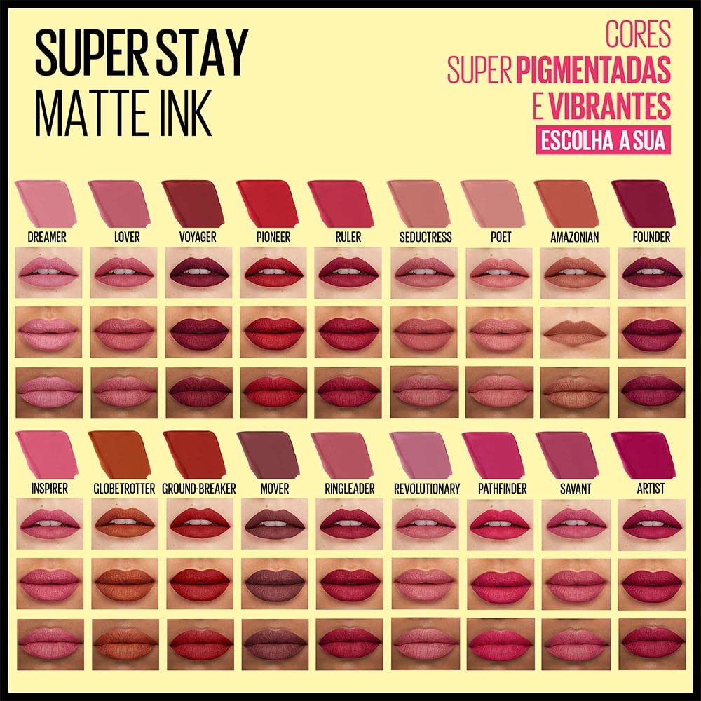 Maybelline New York Superstay Matte Ink Liquid Lipstick, Revolutionary | No budge bold color for 16H | Transferproof, Waterproof, Foodproof | Brown skin friendly