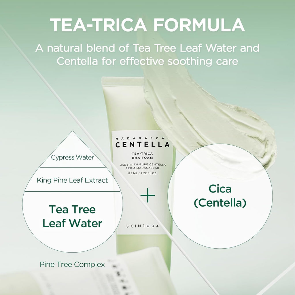 SKIN1004 Madagascar Centella Teaâ€‘Trica BHA Foam Cleanser | Gentle Exfoliating Face Wash, 125â€¯ml