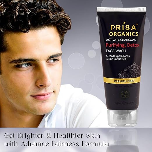 Prisa Organics Activated Charcoa Purifying Face Wash For Men - 100 ml