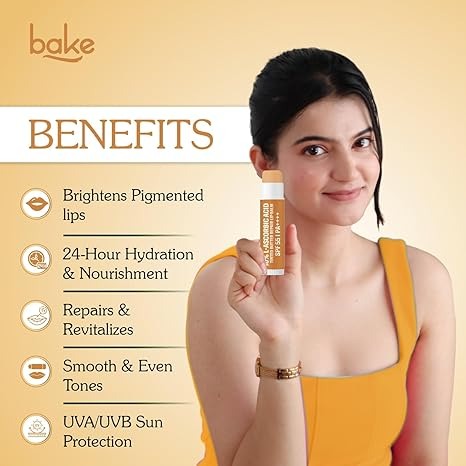 Bake 10% L-Ascorbic Acid Tinted Butter Brightening Lip Balm SPF 55 PA++++ with Kojic Acid - 5 gms