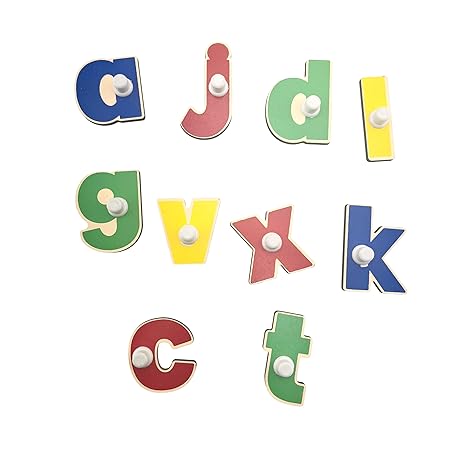 Skillofun's Wooden Lowercase Alphabet Shape Tray with Knobs Develops Fine Motor Skills Learn Alphabet Fast