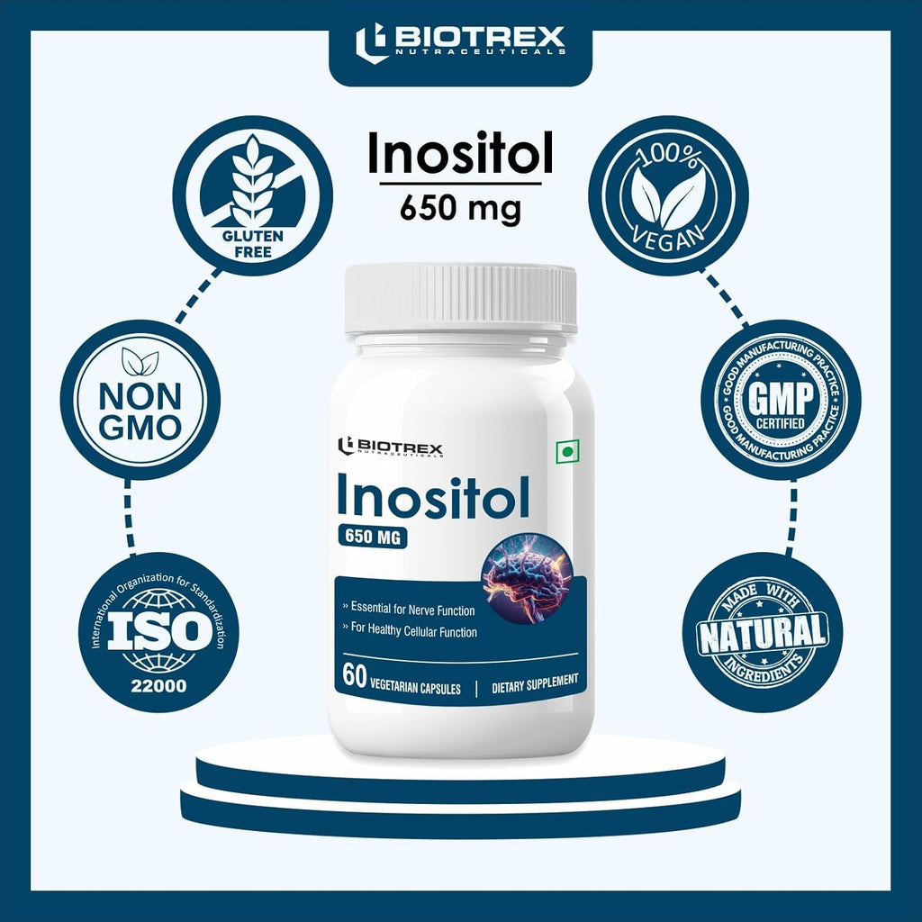 Biotrex Nutraceuticals Inositol 650mg, Essential for nerve function - 60 Capsules