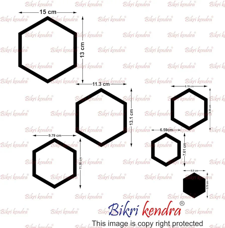 Bikri Kendra Ind Sun with 12 Hexagon Rings  Mirror Stickers for Wall, Acrylic Sticker for Wall