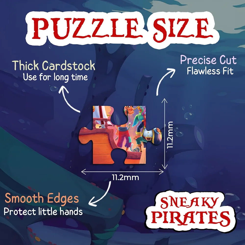 Playqid Pirate Ship Jigsaw Puzzle for Kids, 25 Giant Pieces Treasure Hunt Floor Puzzle for Ages 2-4, Educational Toy for Toddlers