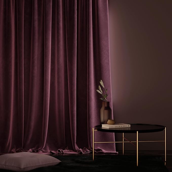 Stoa Paris Curtain for Home Single pc PatternedVelvet Curtain for Window Colour Vintage Rose