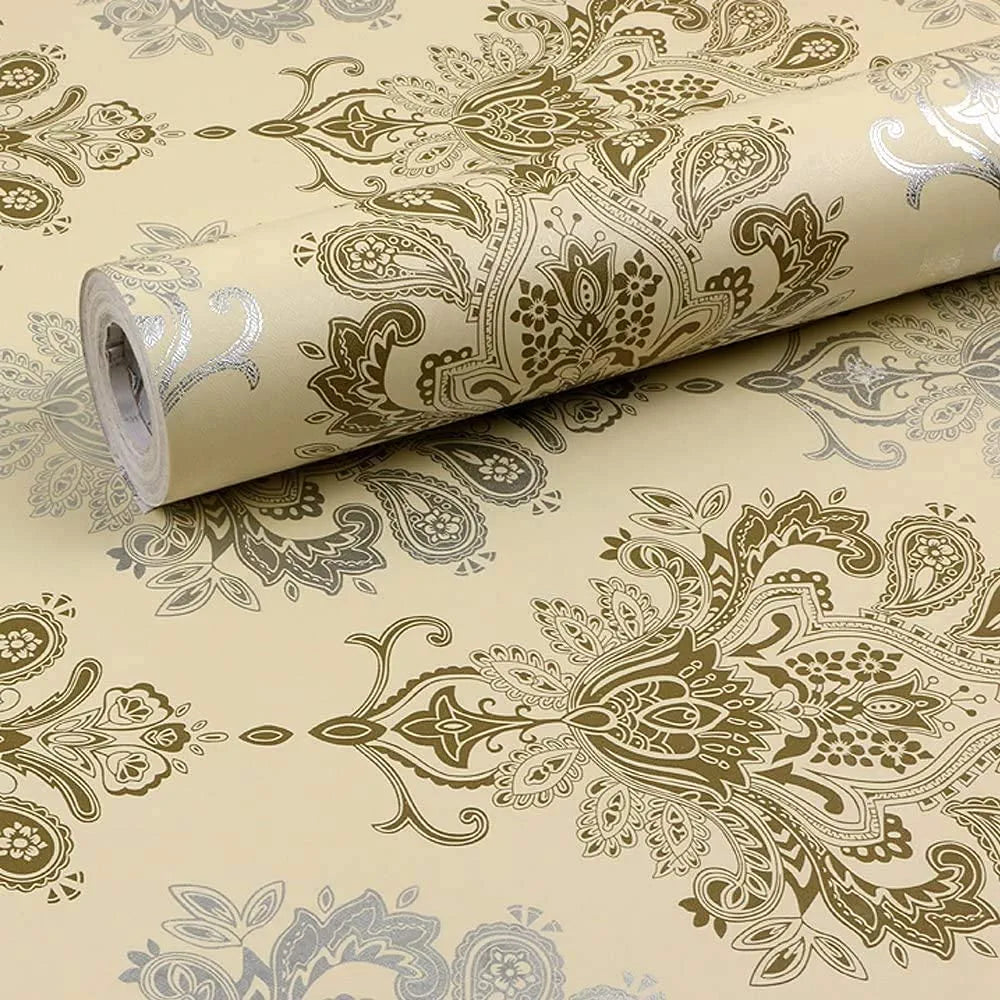 Indian Royals Vinyl Abstract Wall Sticker 200 Cm X 45 Cm Multicolour Abstract Damask Wallaper