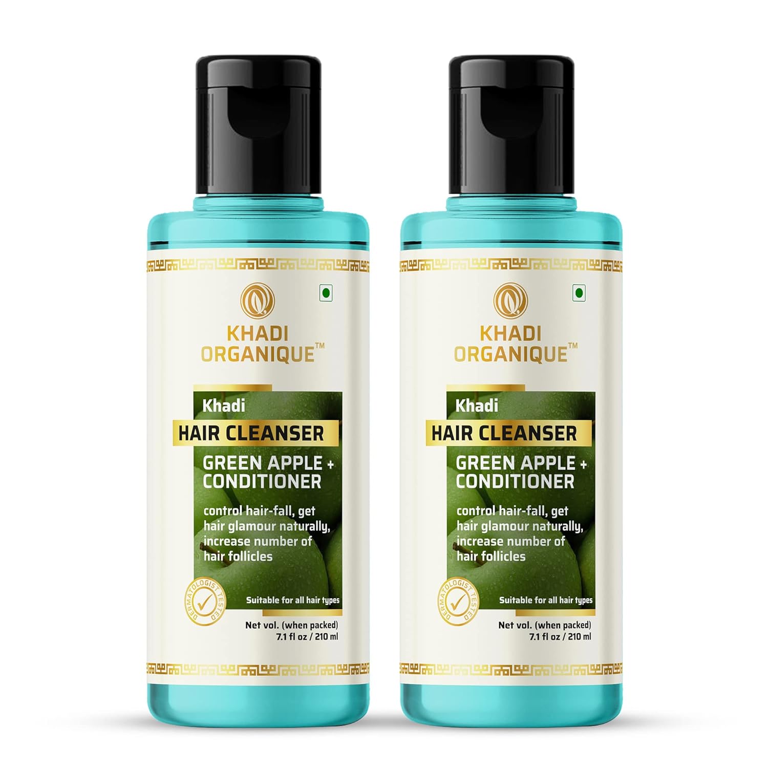Khadi Organique Daily Purifying Apple Shampoo and Conditioner - 420 ml (pack of 2)