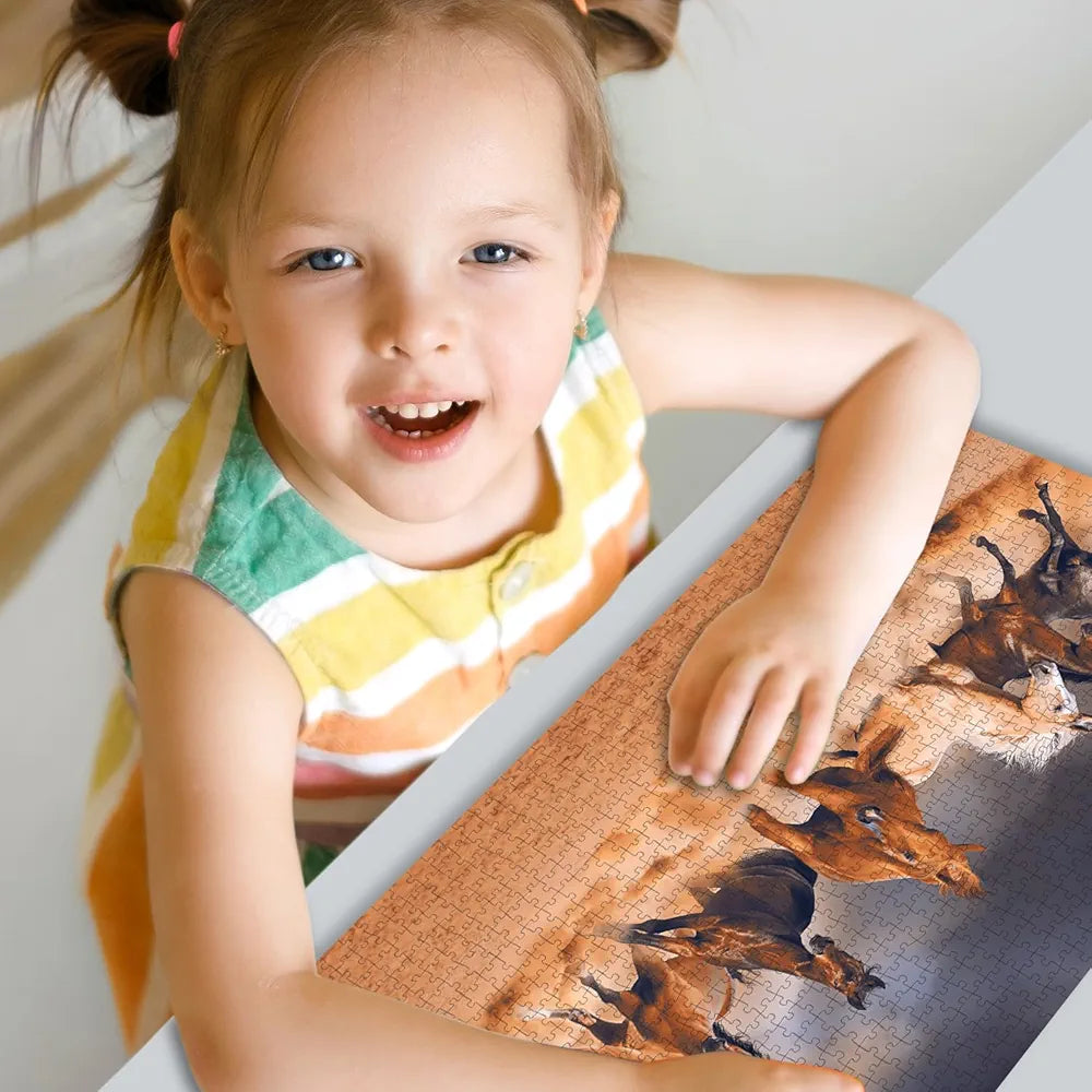 Hello Friend Horses 1000-Piece Jigsaw Puzzles for Kids and Childrens Realistic illustration