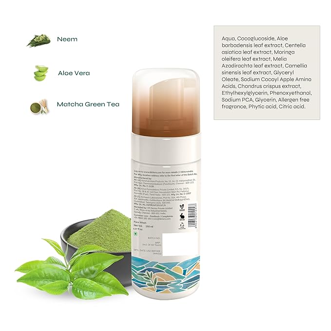 Tikitoro Teens Refreshing Face Wash Vegan Neem Aloe Vera Matcha Green Tea Extract