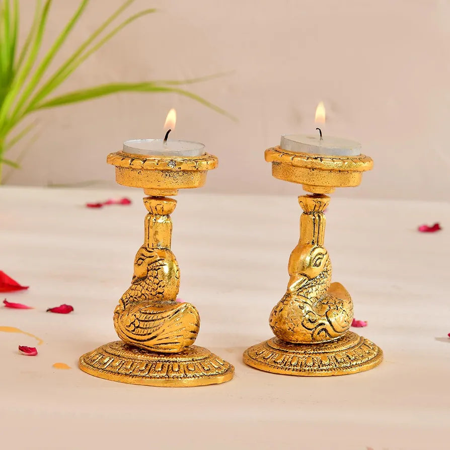 Elegant Metal Duck Candle Holder Set of 2 Handpolished Tlight Candle Holder Type 4 - Double Side