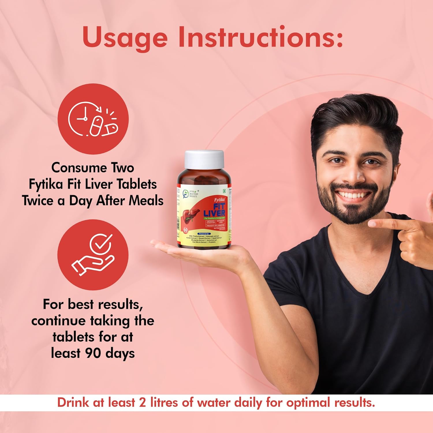 Fytika Fit Liver Detox Supplement with Milk Thistle (60 Tablets) | For Healthy and Strong Liver| Enriched with Milk Thistle, Kalmegh, Kutaki, Curcumin, Bhuiamlaki and Probiotics