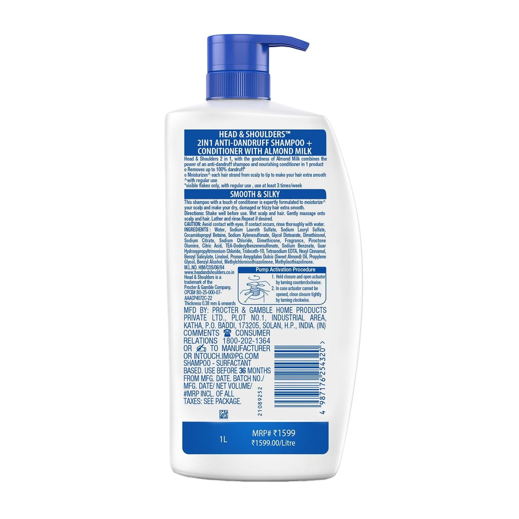 Head & Shoulders 2-in-1 Smooth and Silky Anti Dandruff Shampoo + Conditioner - 1 L