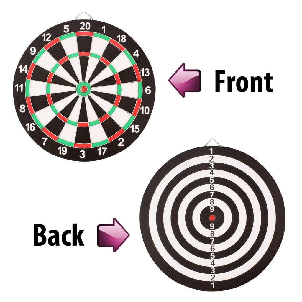 Tickles Double Sided Dart Board Game with 6 Darts for Adults