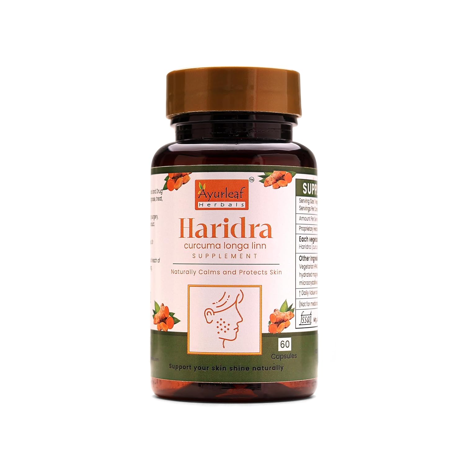 Ayurleaf Herbals Haridra Turmeric Capsules - 60 Caps | Pack of 2