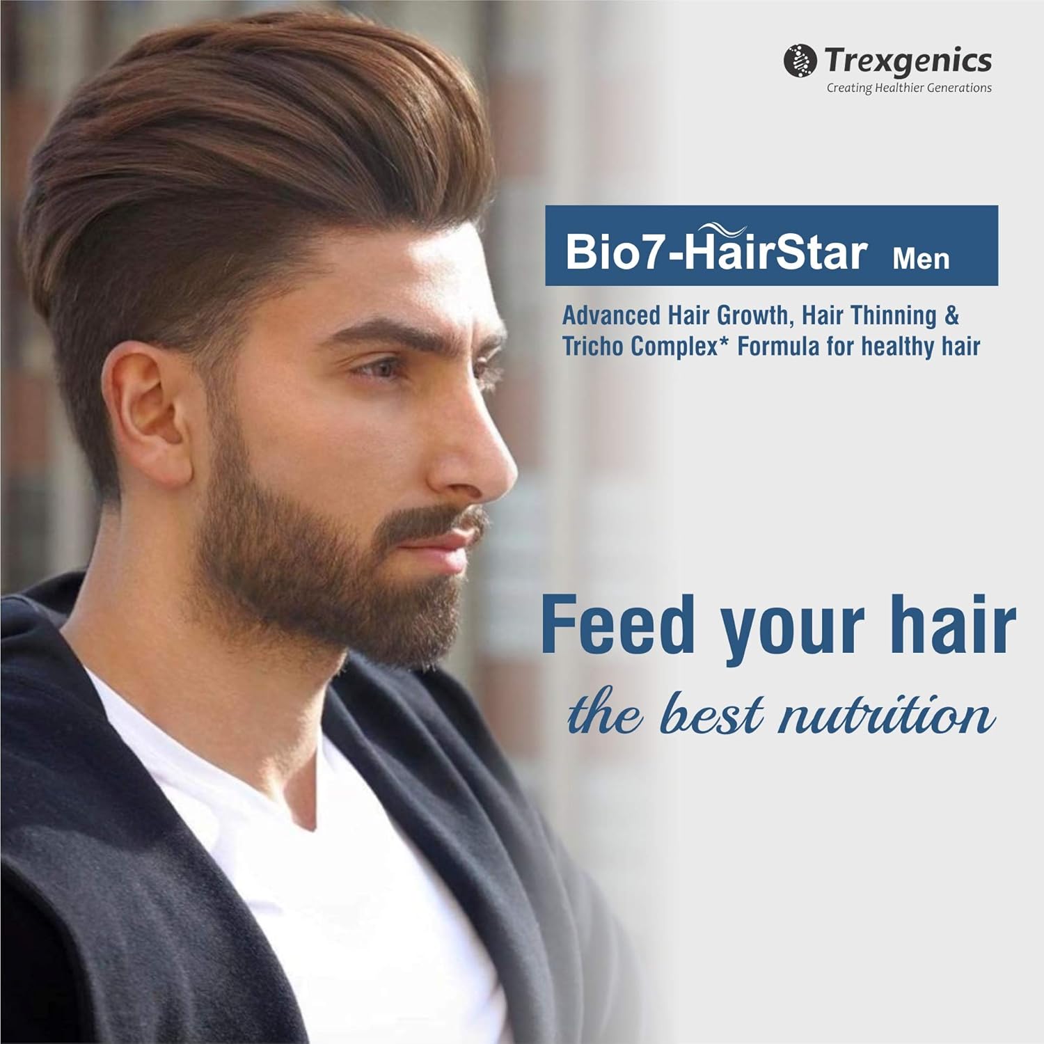 TrexgenicsÂ® BIO7-HAIRSTAR MEN Advanced Hair Support Tricho Complex ONE-A-DAY Formula (60 Veg. Capsules) (Pack of 1)