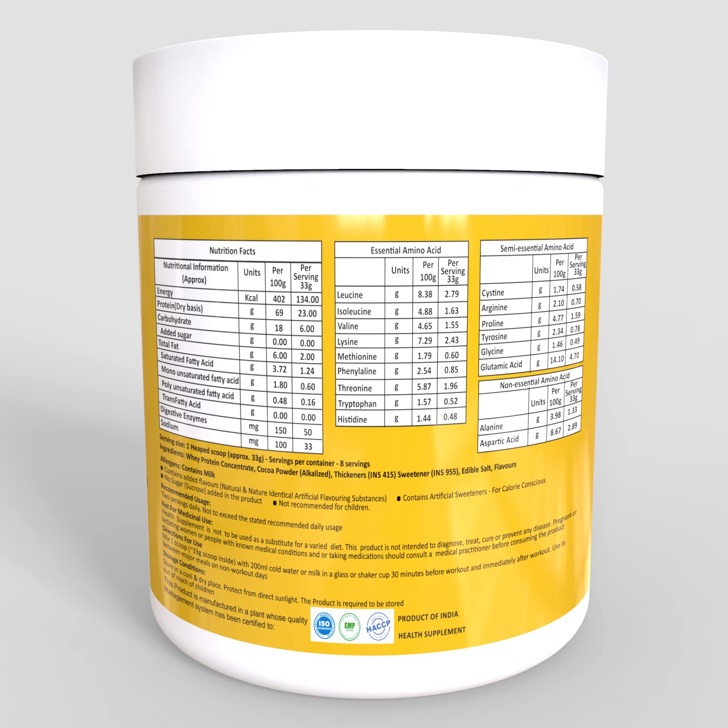 Pro360 Gold Whey Protein - Chocolate Flavored - (100% Whey Protein with Digestive Enzymes, 23g Protein, 5.97g BCAA, 4.7g Glutamic Acid per Serving) (250g)