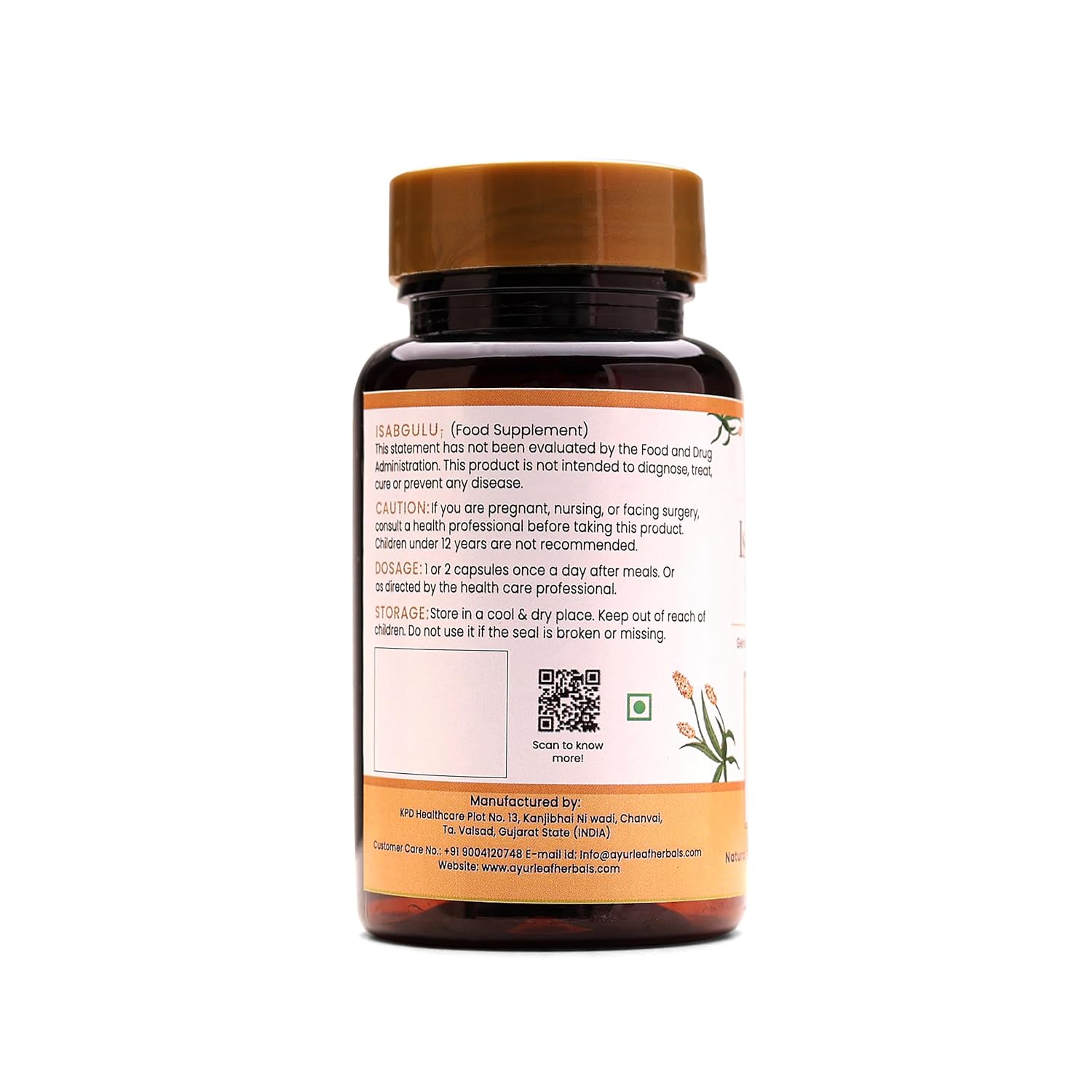Ayurleaf Herbals Isapgulu Husk Capsules - 60 Caps