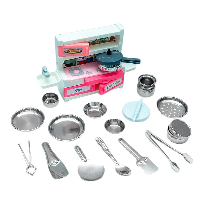 Ratna's Green House 19 Pieces Kitchen Set for Kids | A Perfect Roleplay Pretend Play Kitchen Play Set for Kids