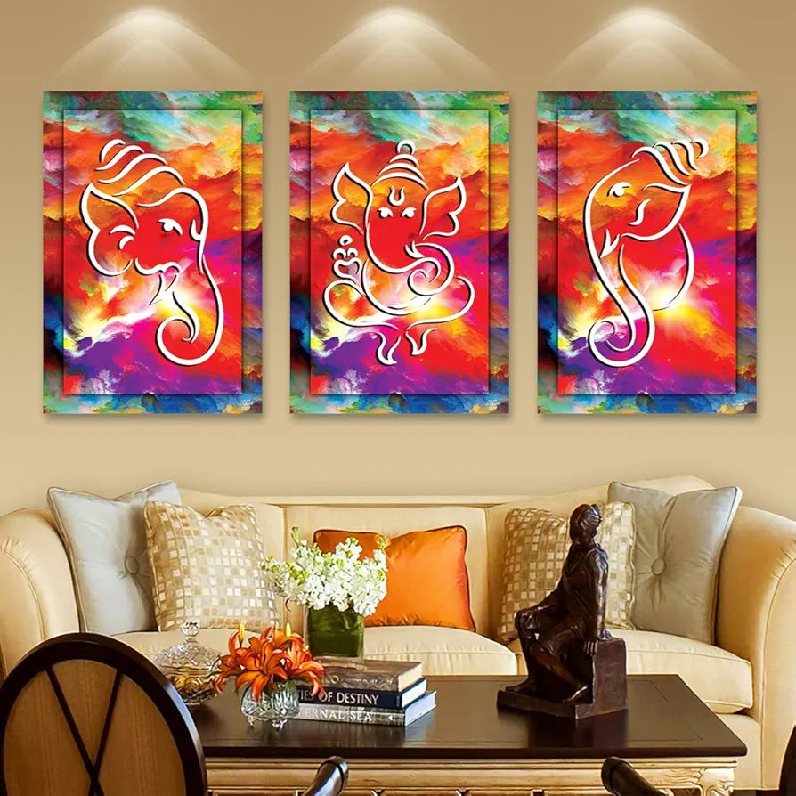 Rangoli MDF 3 Pcs Wall Poster 12x18 Inch Decorative Wall Art P-4 Design-26