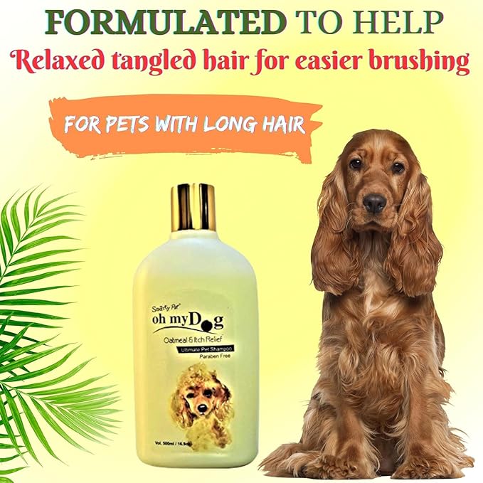 Pet Needs Oh My Dog Ultimate Oatmeal and Itch Relief Dog Shampoo With Mini Soft Silicone Dog Shampoo Dispenser Brush | 500 Ml