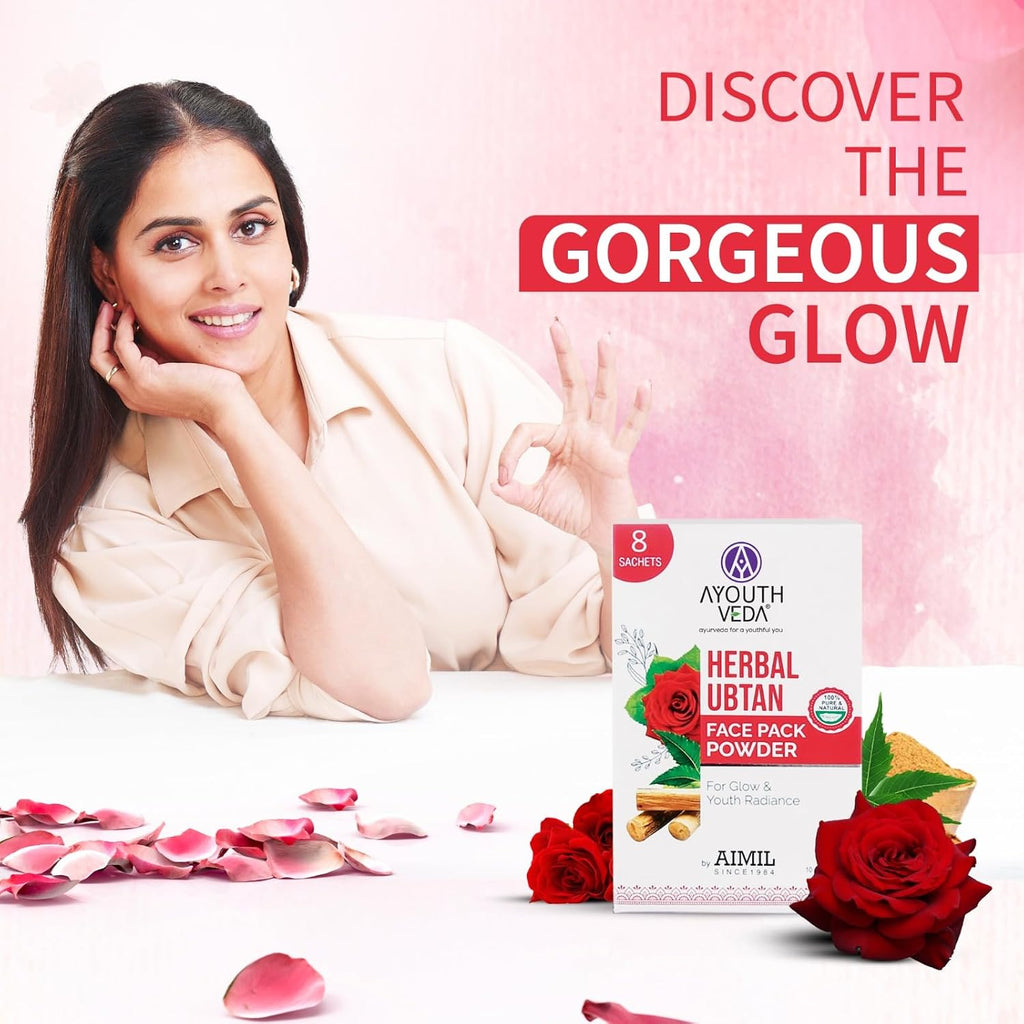 Ayouthveda Herbal Ubtan Face Pack Powder for Glowing & Rejuvenating Skin | Fights Acne, Dull Skin & Dark Spots| Makes Soft & Supple (10g x 8 Sachets) (Pack of 1)