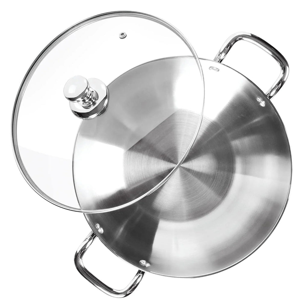 Milton ProCook Stainless Steel Sandwich Bottom Kadhai with Glass Lid