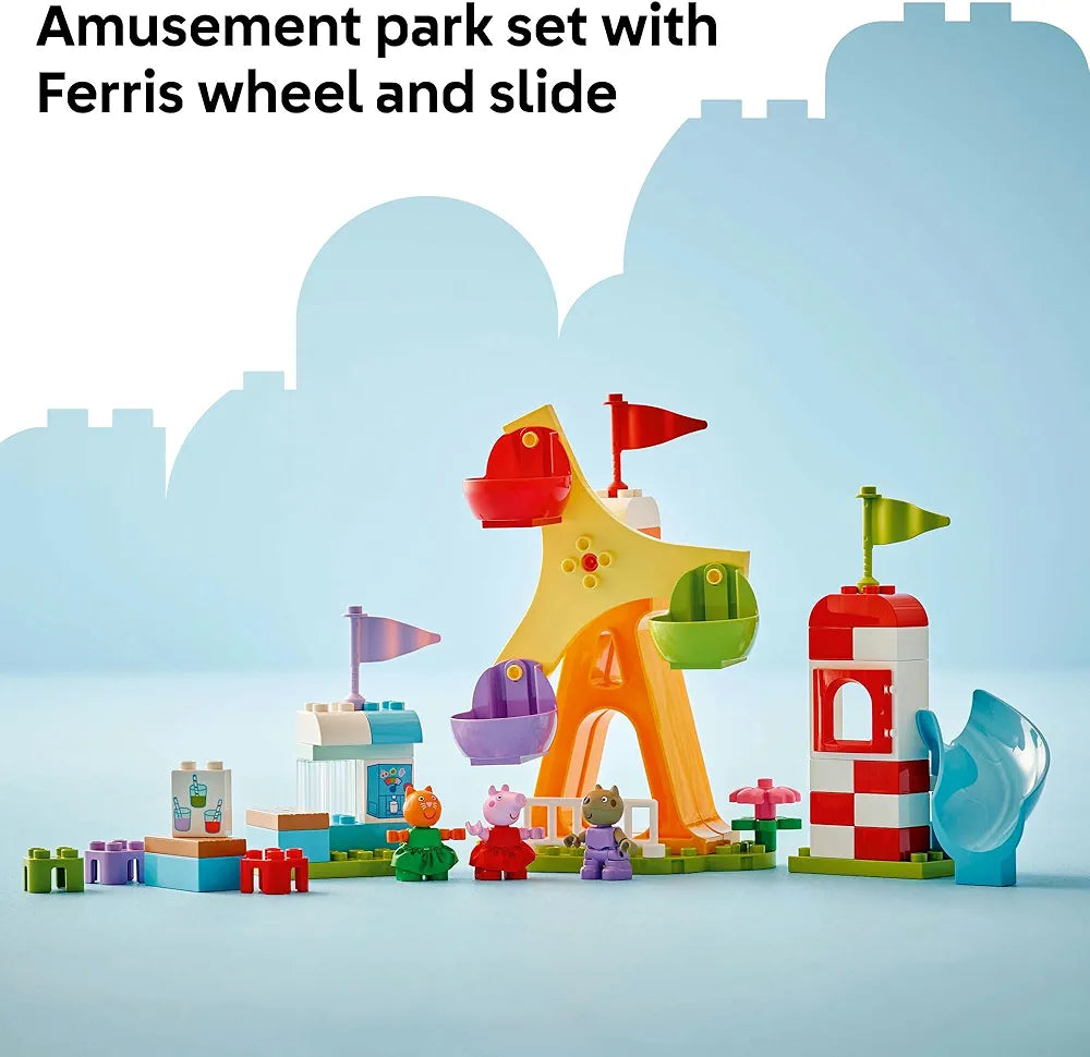 Lego Duplo Peppa Pig Funfair Pretend-Play Amusement Park Toddler Toy 10453 Building Blocks Toys for 2+ Gift for Boys and Girls