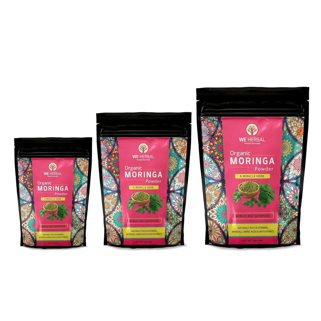 WE HERBAL Organic Moringa Powder 250gm, Natural Drumstick Leaf Powder, Helps Reduce Bad Cholesterol, Rich in Vitamins Minerals and anti-oxidants, improves digestion and metabolism , Supports Immunity, increase Energy levels and Overall Wellness